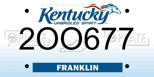 2OO677 Kentucky License Plate