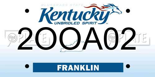 2OOA02 Kentucky License Plate