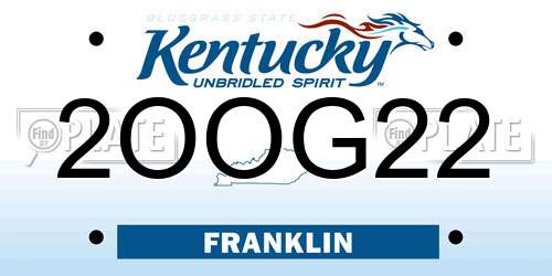2OOG22 Kentucky License Plate