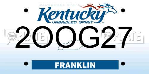 2OOG27 Kentucky License Plate