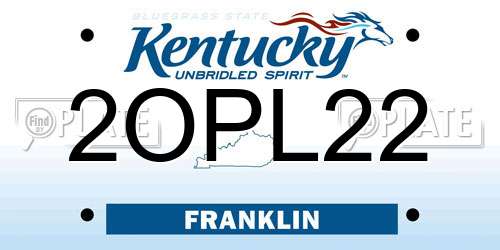 2OPL22 Kentucky License Plate