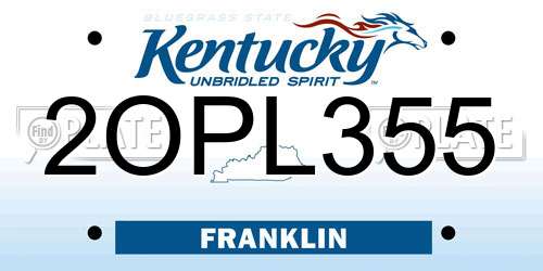 2OPL355 Kentucky License Plate