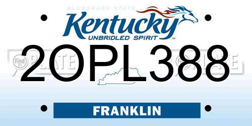 2OPL388 Kentucky License Plate