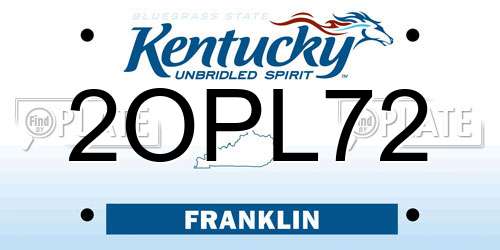2OPL72 Kentucky License Plate