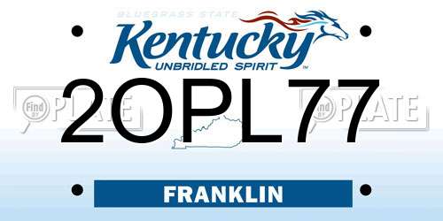 2OPL77 Kentucky License Plate