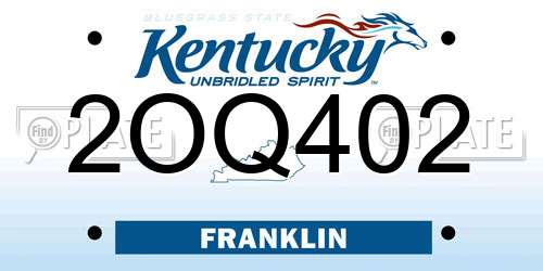 2OQ402 Kentucky License Plate