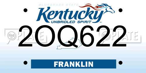 2OQ622 Kentucky License Plate