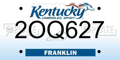 2OQ627 Kentucky License Plate