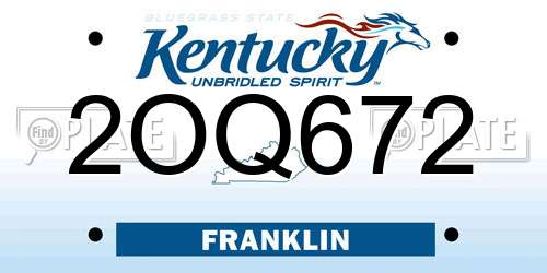 2OQ672 Kentucky License Plate