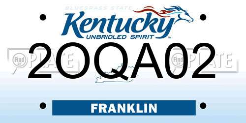 2OQA02 Kentucky License Plate