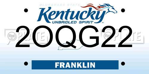 2OQG22 Kentucky License Plate