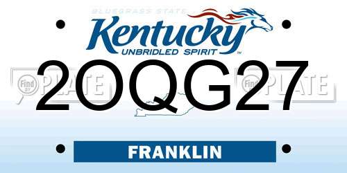 2OQG27 Kentucky License Plate