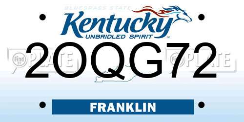 2OQG72 Kentucky License Plate