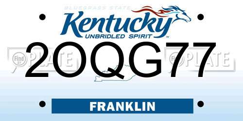 2OQG77 Kentucky License Plate