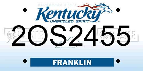 2OS2455 Kentucky License Plate