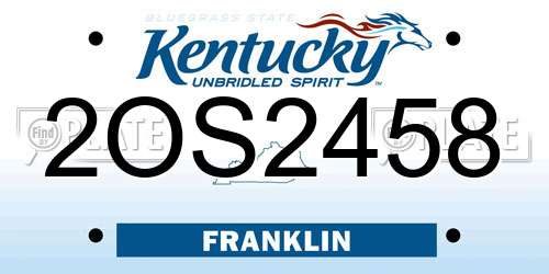 2OS2458 Kentucky License Plate