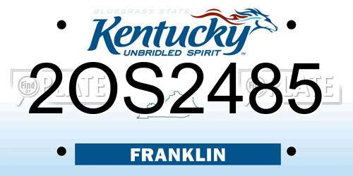 2OS2485 Kentucky License Plate