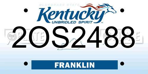 2OS2488 Kentucky License Plate