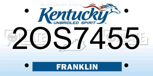 2OS7455 Kentucky License Plate
