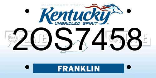 2OS7458 Kentucky License Plate