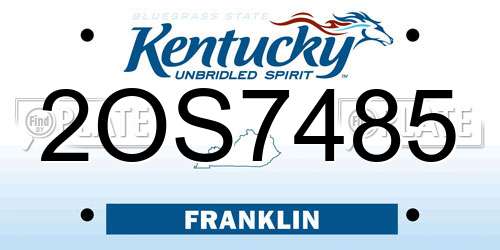 2OS7485 Kentucky License Plate