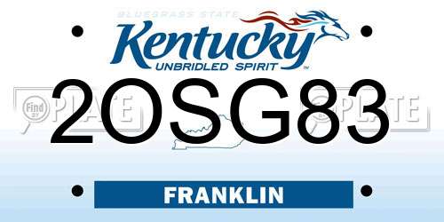 2OSG83 Kentucky License Plate