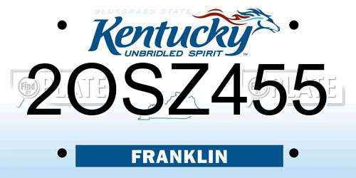 2OSZ455 Kentucky License Plate
