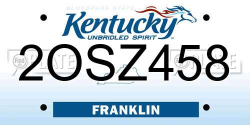 2OSZ458 Kentucky License Plate