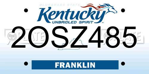 2OSZ485 Kentucky License Plate