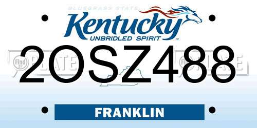 2OSZ488 Kentucky License Plate