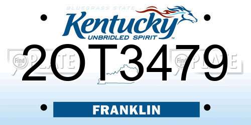 2OT3479 Kentucky License Plate