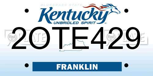 2OTE429 Kentucky License Plate