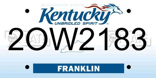 2OW2183 Kentucky License Plate