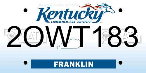 2OWT183 Kentucky License Plate