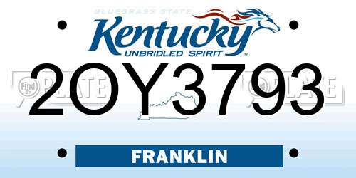 2OY3793 Kentucky License Plate