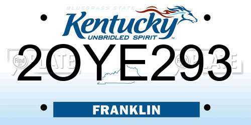 2OYE293 Kentucky License Plate