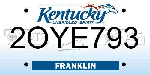 2OYE793 Kentucky License Plate