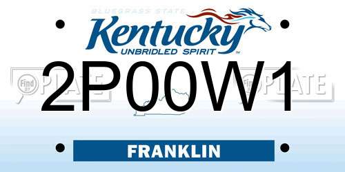 2P00W1 Kentucky License Plate