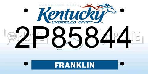 2P85844 Kentucky License Plate
