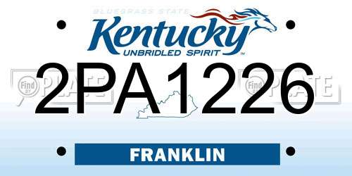 2PA1226 Kentucky License Plate