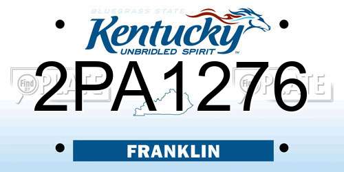 2PA1276 Kentucky License Plate