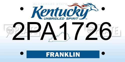 2PA1726 Kentucky License Plate