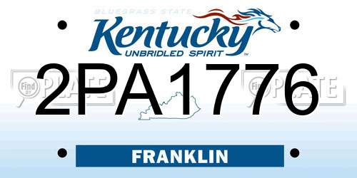 2PA1776 Kentucky License Plate