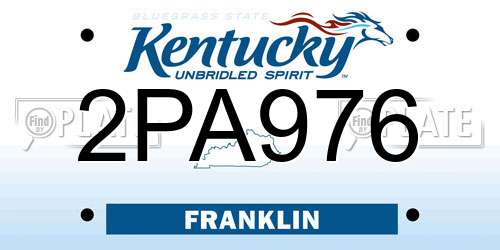 2PA976 Kentucky License Plate