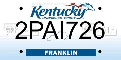 2PAI726 Kentucky License Plate