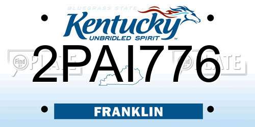 2PAI776 Kentucky License Plate