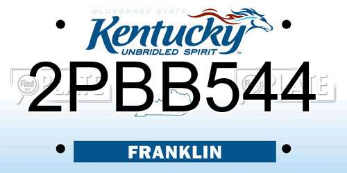 2PBB544 Kentucky License Plate