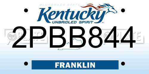 2PBB844 Kentucky License Plate