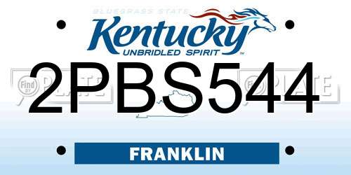 2PBS544 Kentucky License Plate