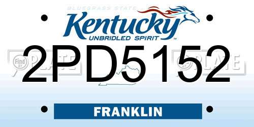 2PD5152 Kentucky License Plate